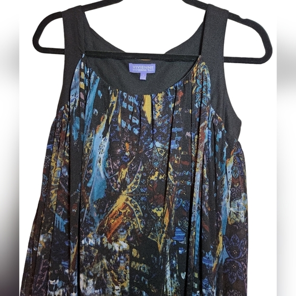 Vivienne Tam City Scape High Low Blue Combo Shift Dress Size S Flowy Spring - Picture 3 of 5